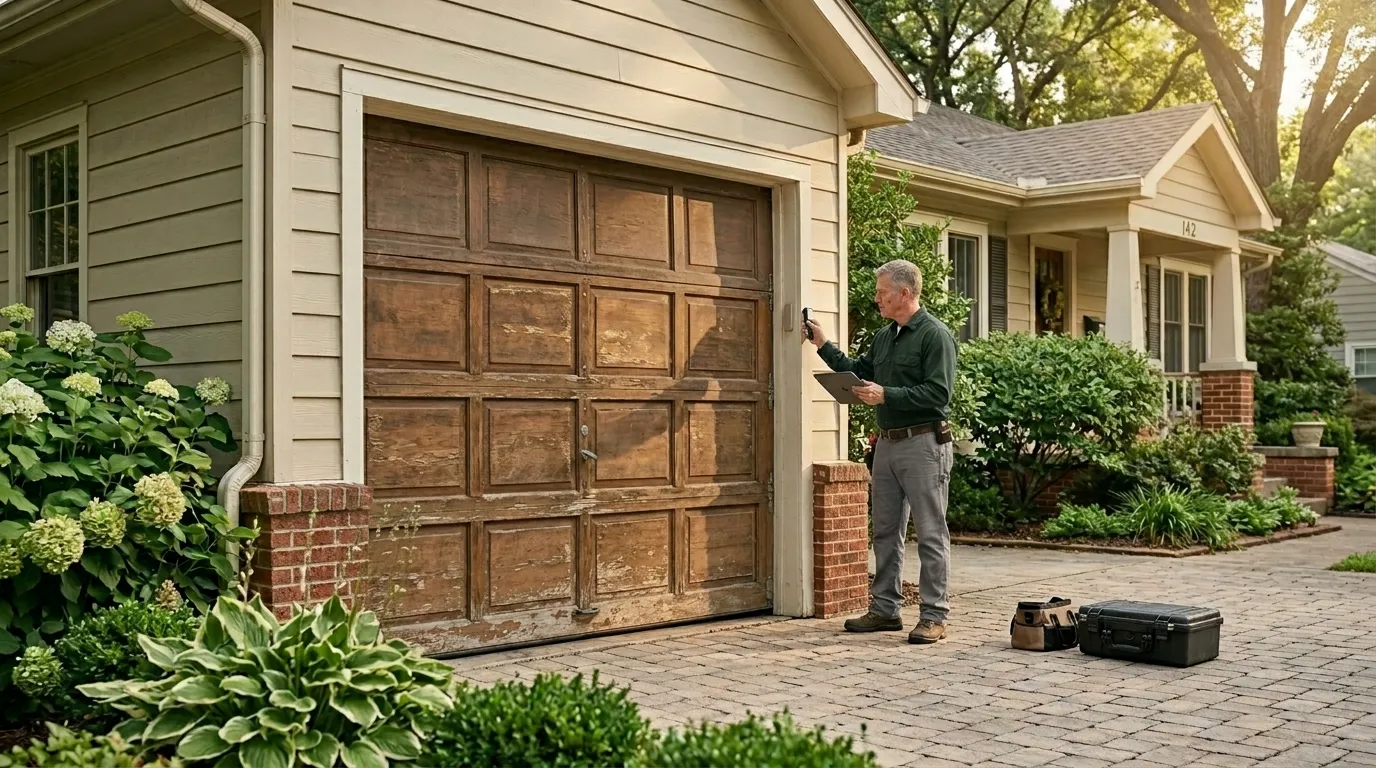 Garage door detail illustrating what actually happens when we come look at your door